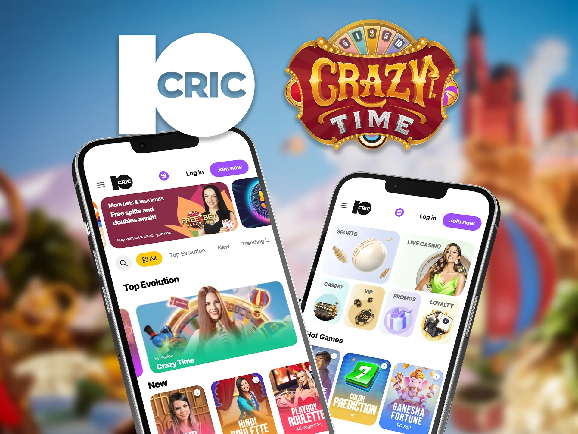 Play Crazy Time on the 10cric mobile app.