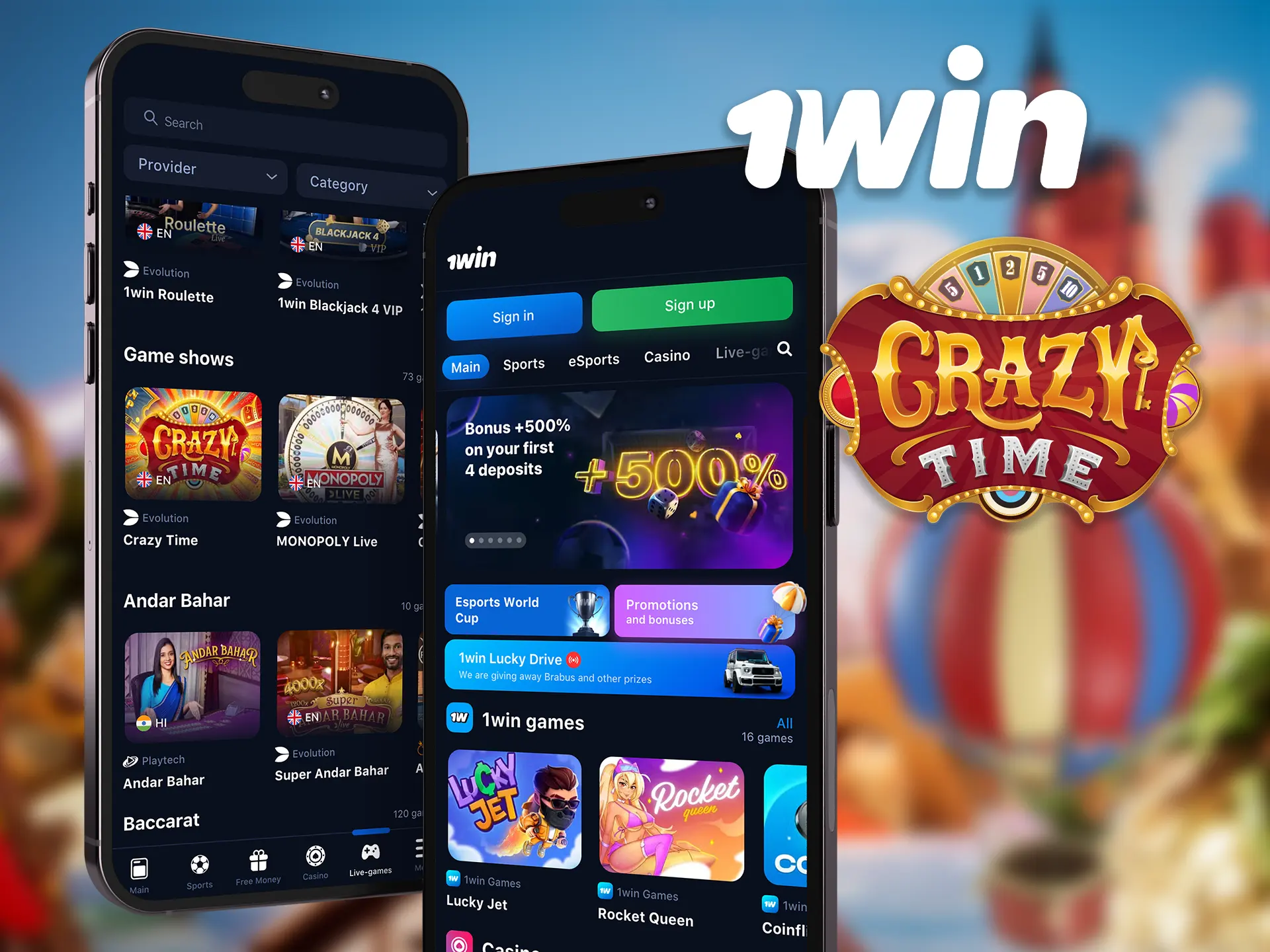 Play Crazy Time on 1win from your mobile device and win.