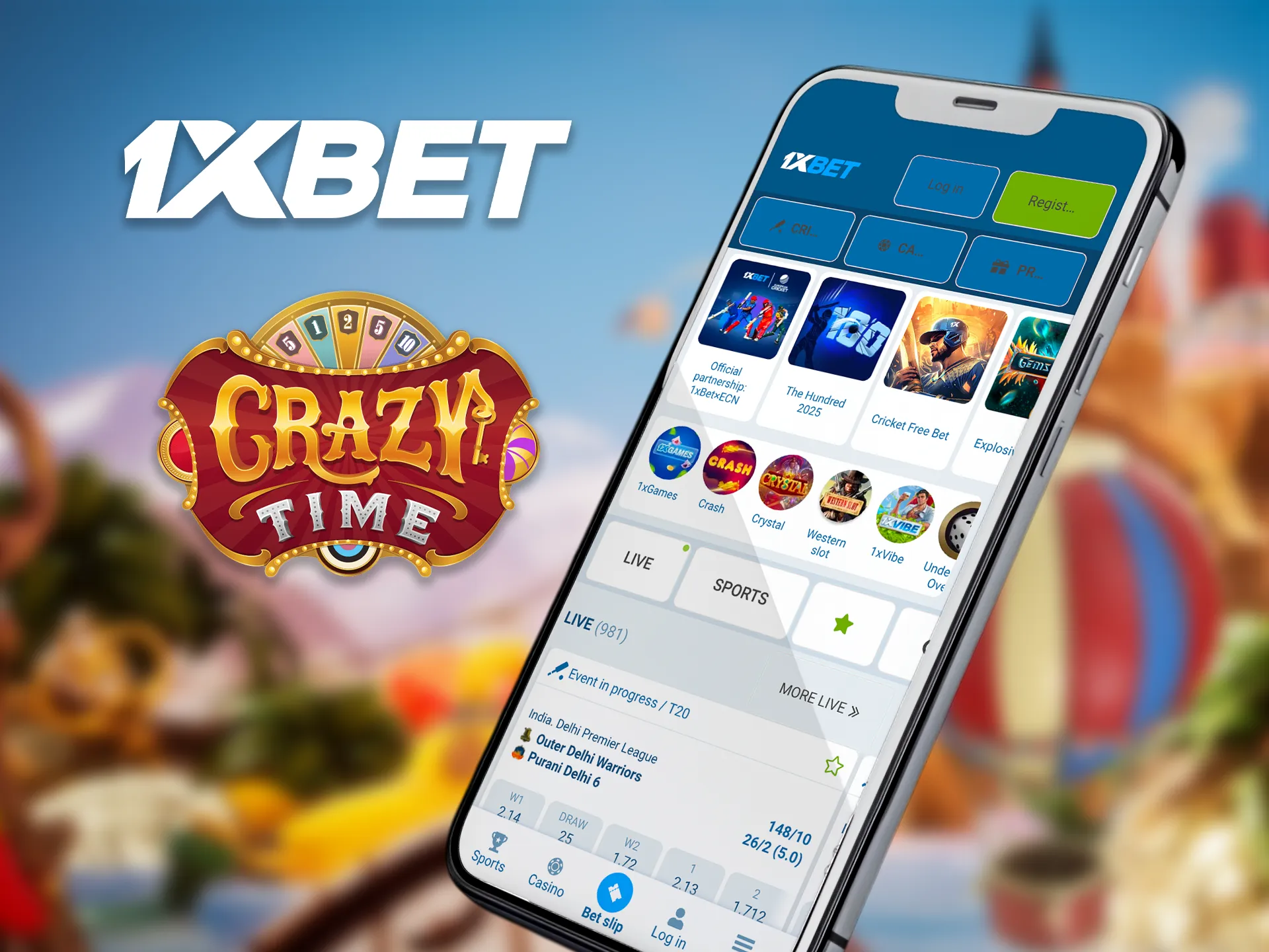 Play Crazy Time on 1xbet from your mobile phone.