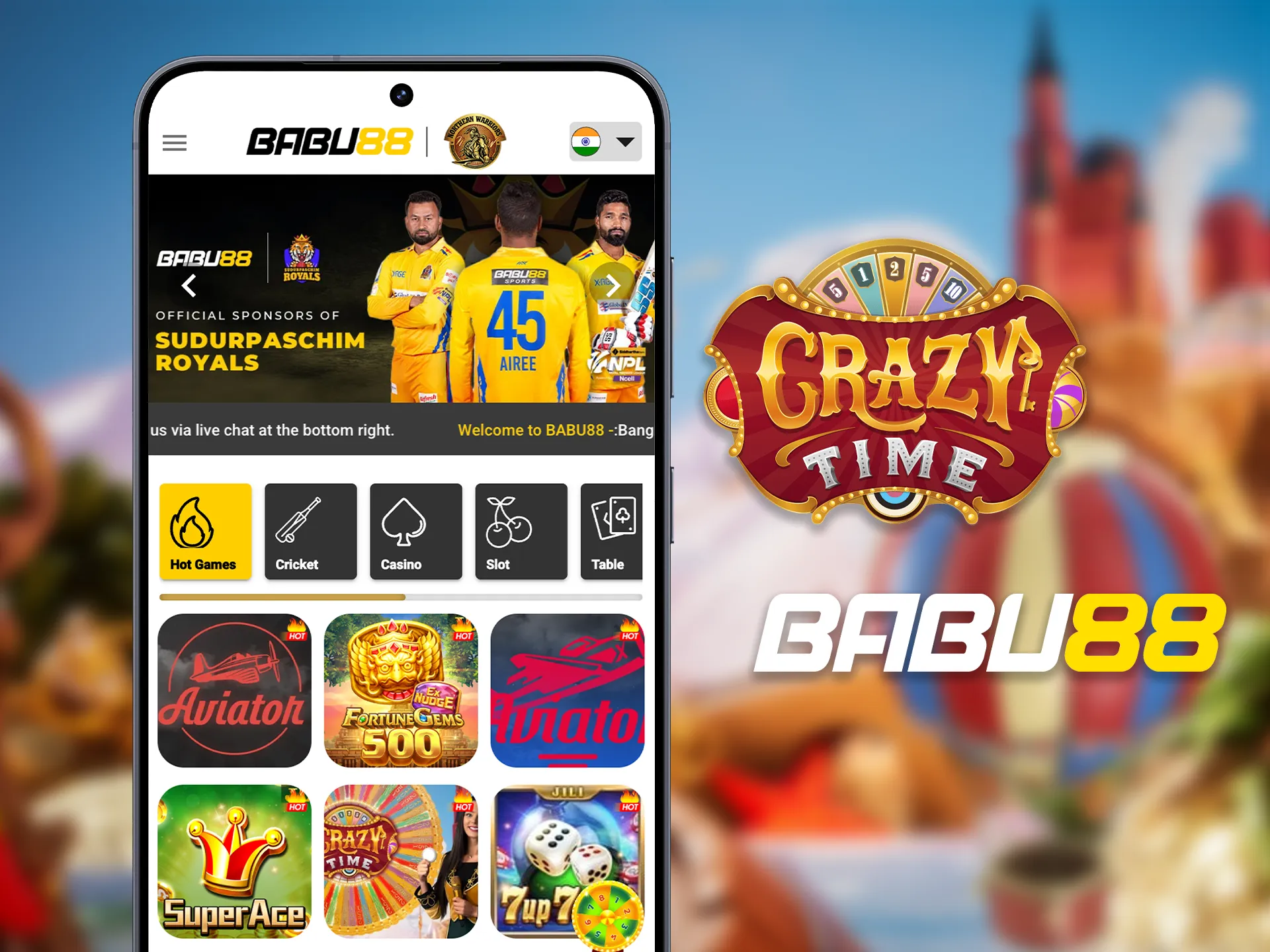 Download the Babu88 app and enjoy Crazy Time right on your mobile device.
