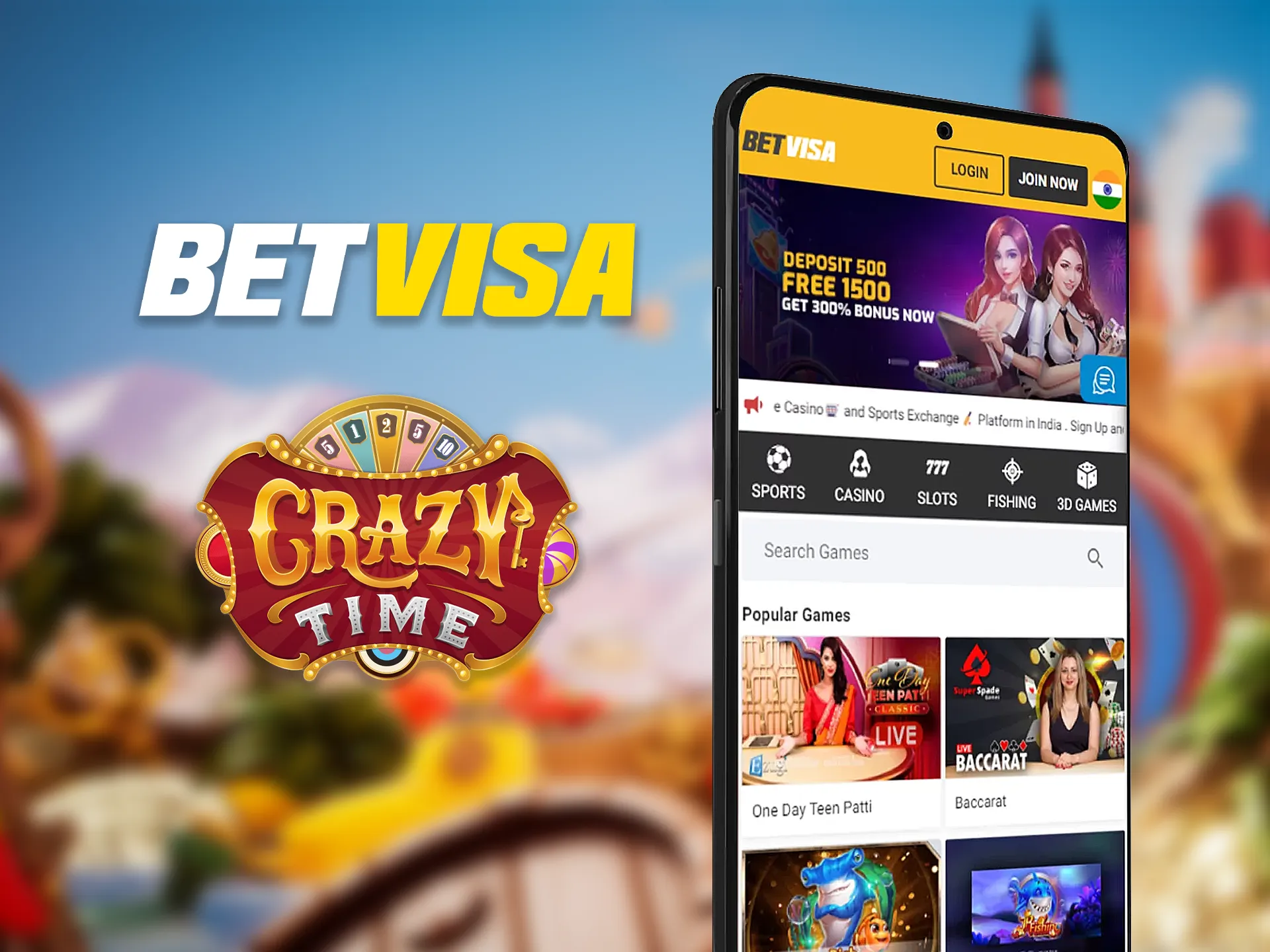 Play Crazy Time on the Betvisa mobile app and win anywhere.