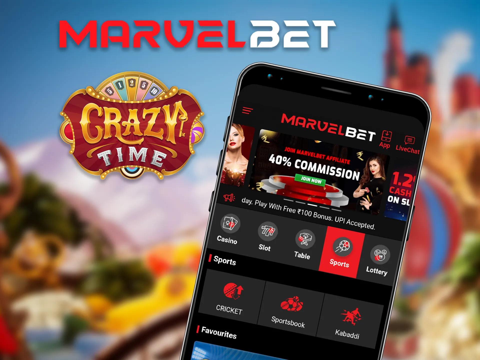 Don't miss your chance to play Crazy Time on Marvelbet.