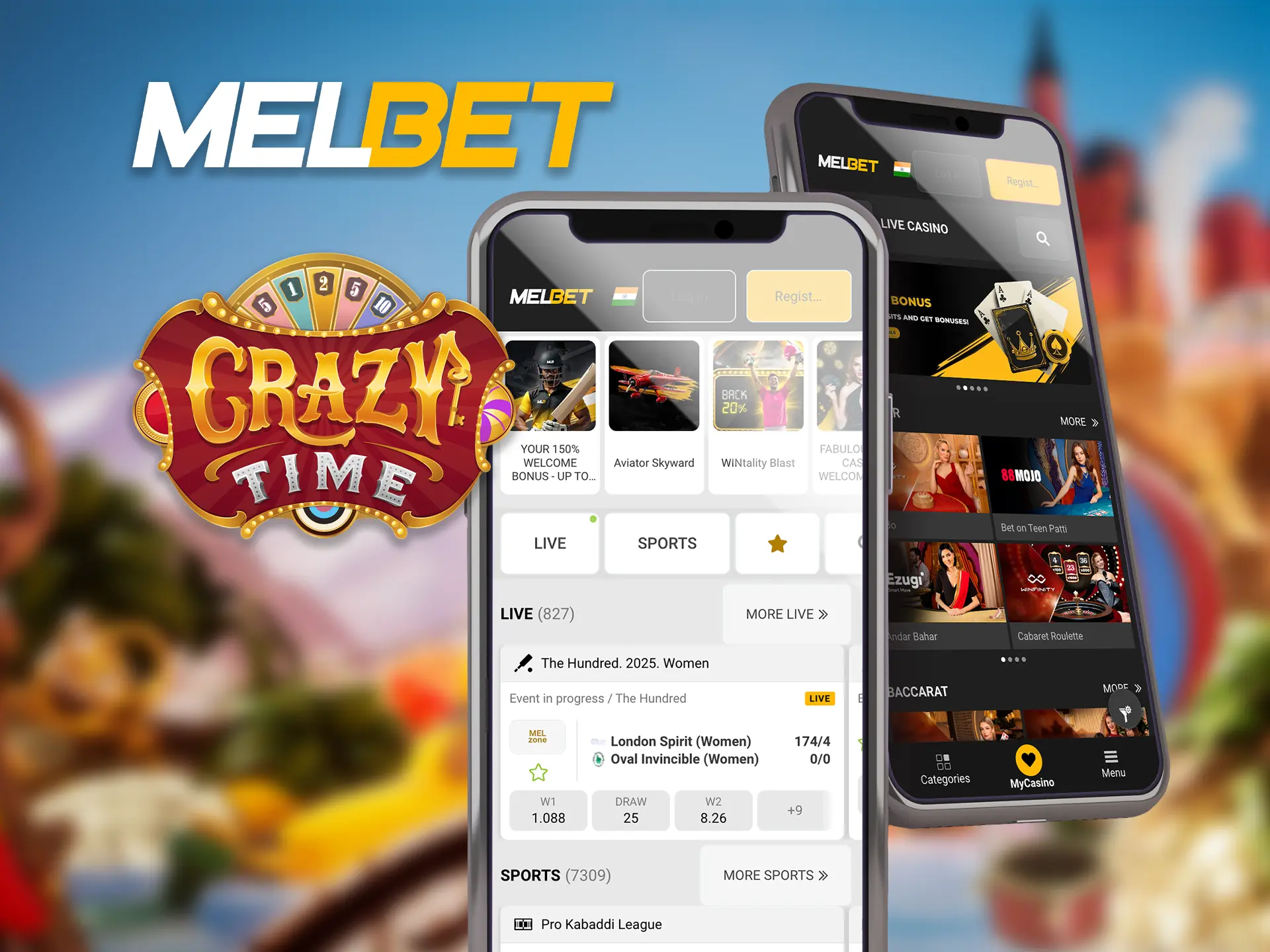 Play Crazy Time on your mobile via Melbet.